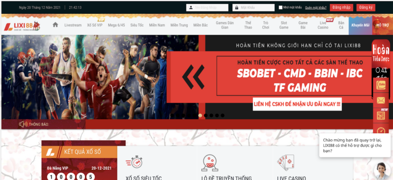 Giao diện website Lixi88 tinh tế, sắc sảo
